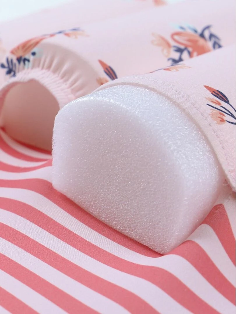 Maillot bouée rayé à imprimés fleuris  clair   Archimède   Rose