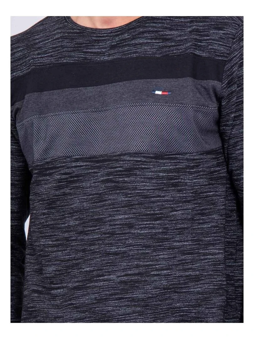 T shirt manches longues col rond pur coton JUPAX   Noir