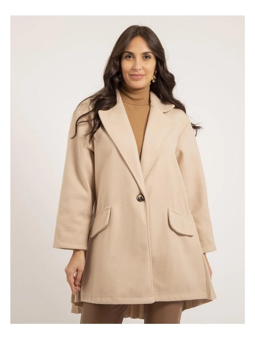 Manteau mi long plissé ULBAD Beige