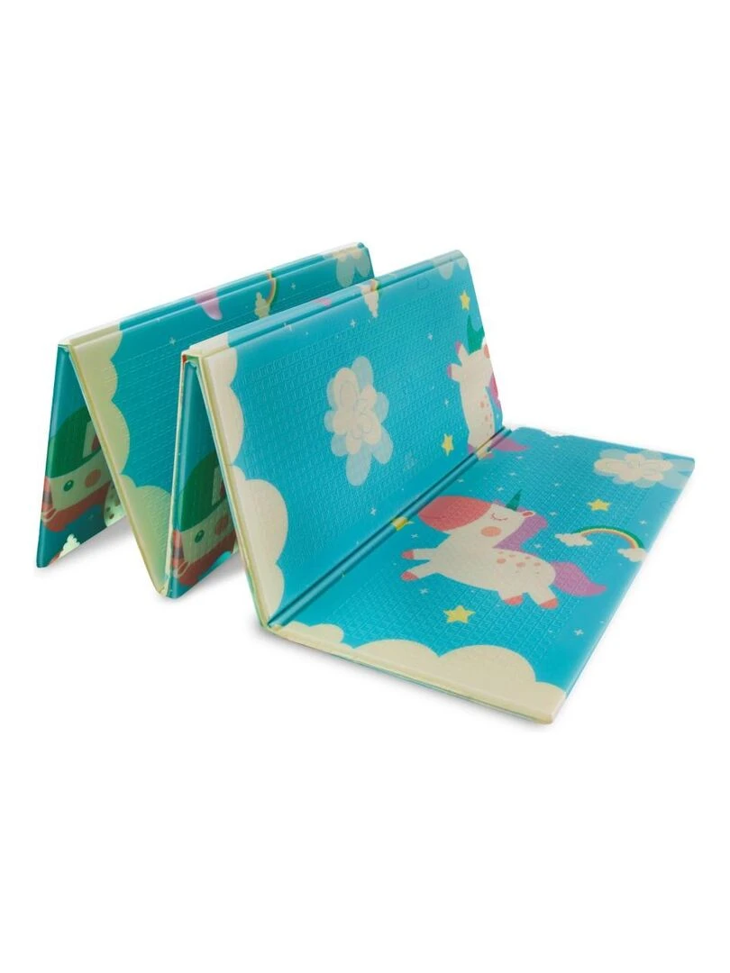 Tapis d'Eveil Pliable Réversible Bébé Licorne & Route par Kidolo   Beige