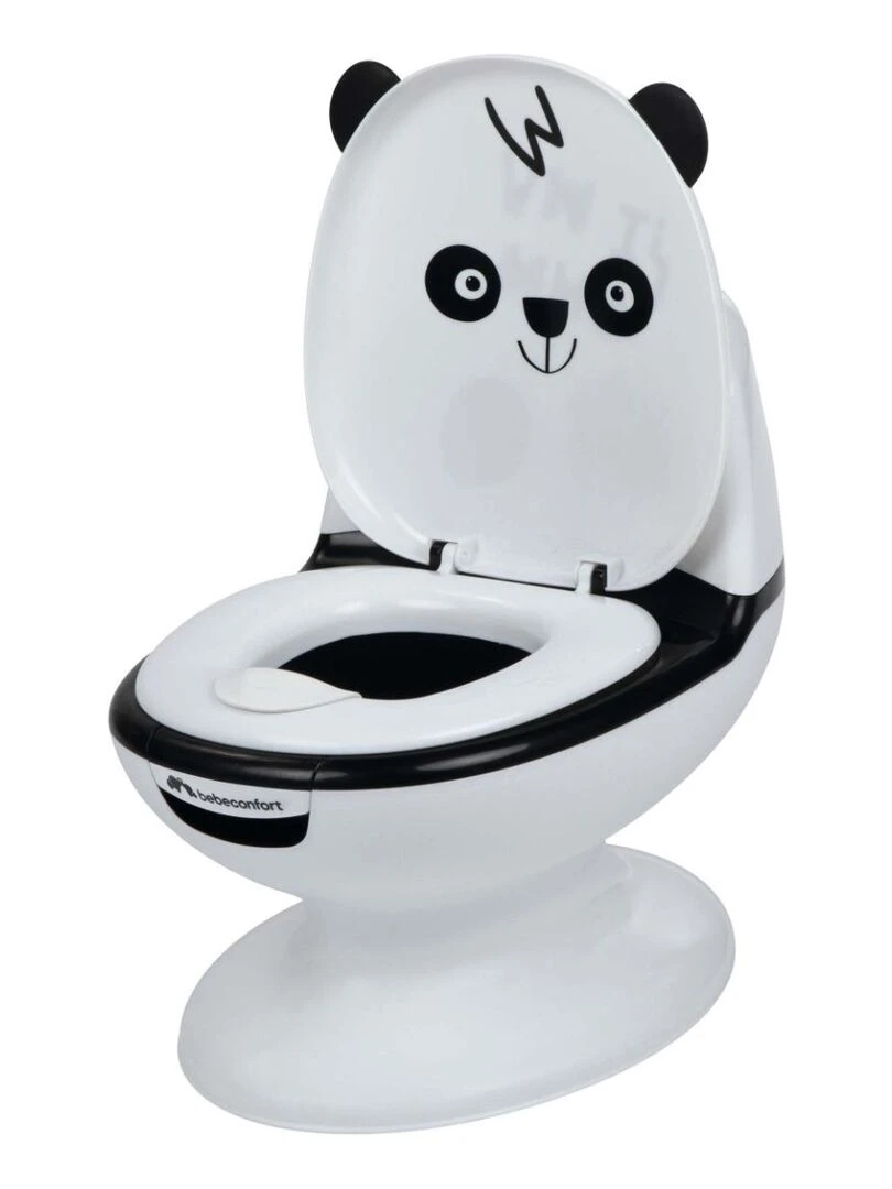 Bebebconfort Mini toilette Panda Pot avec bruit de chasse d'eau Blanc Noir