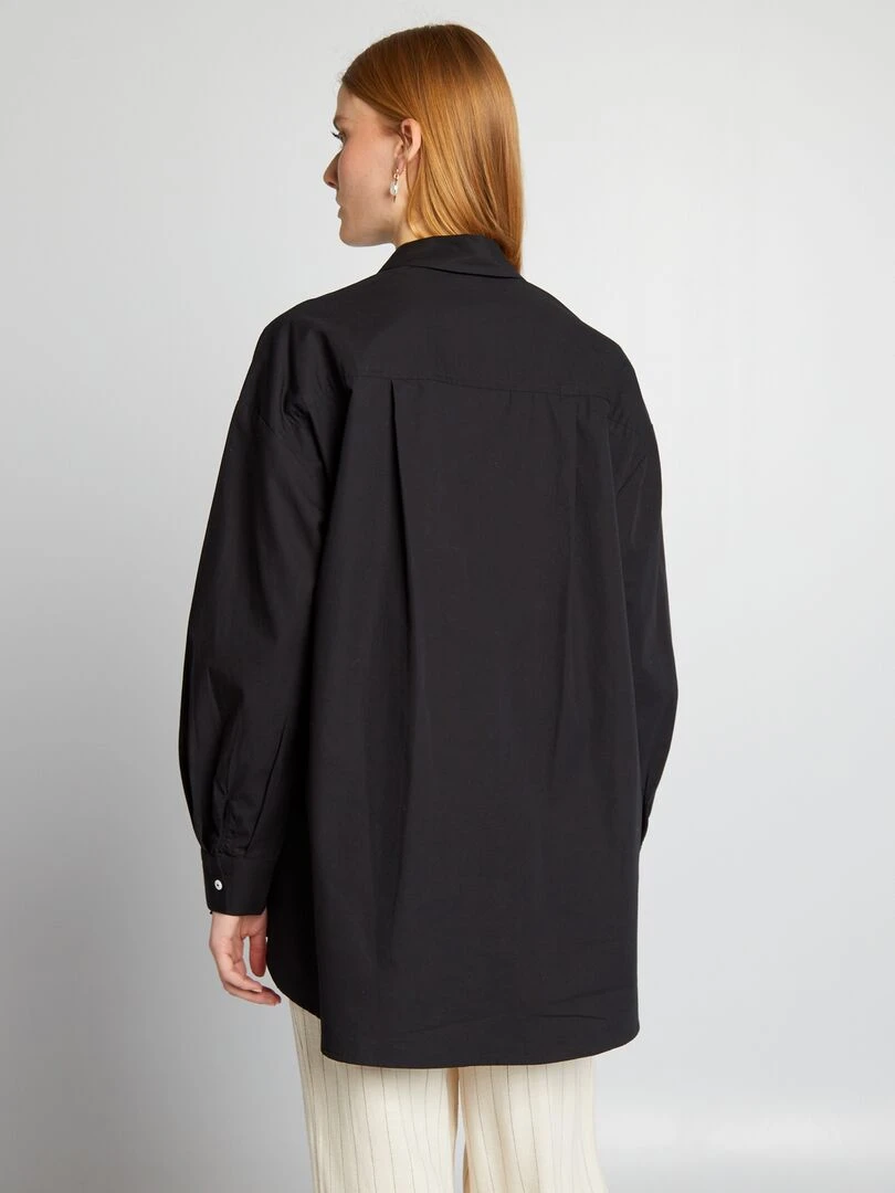 Chemise en popeline à broderies   noir