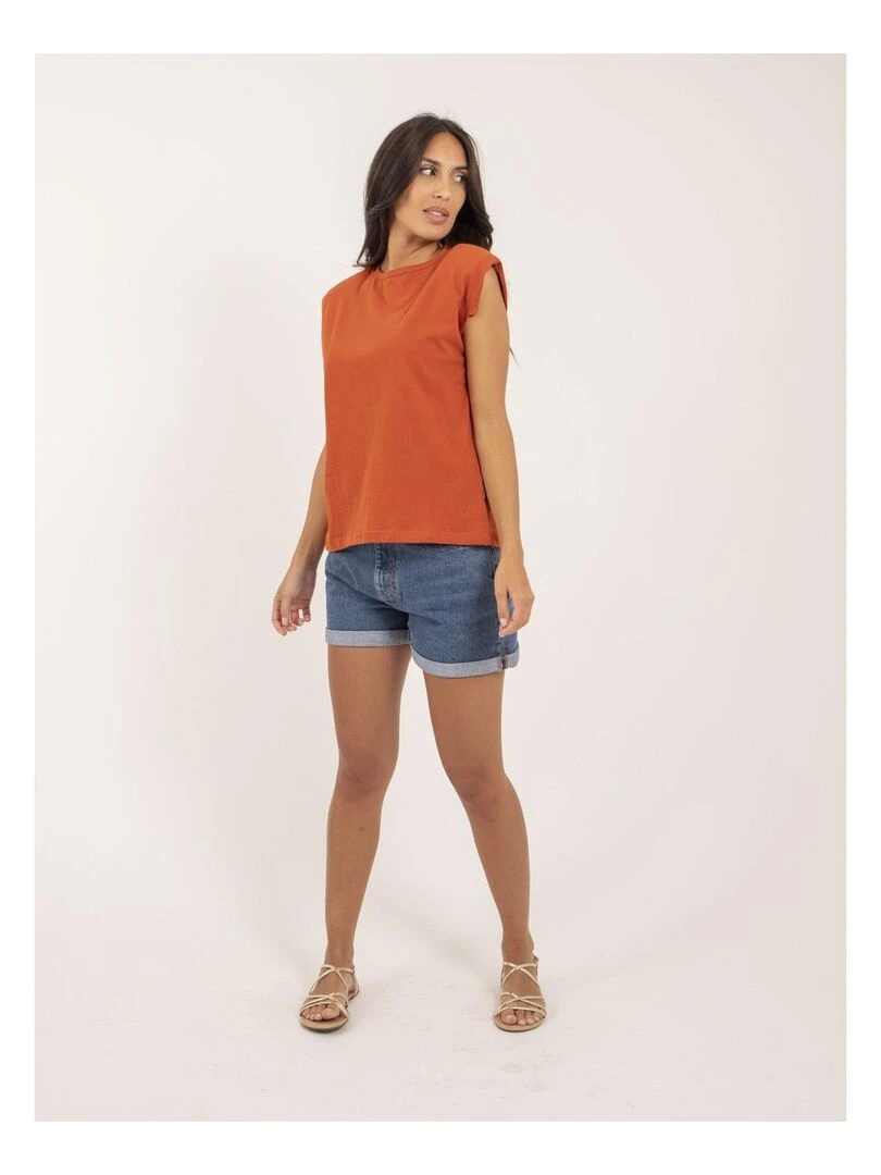 T shirt col rond  sans manches FROZEN   Rouge brique