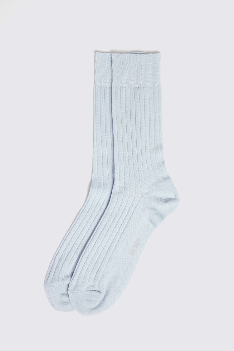 Light Blue Fine Ribbed Socks Buy Online at Moss