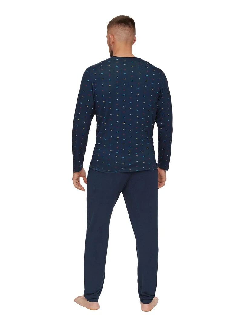 Pyjama pantalon top manches longues Poseidon Bleu
