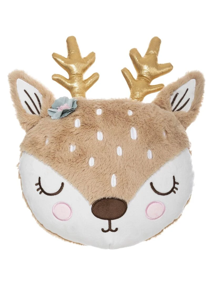 Coussin enfant tête de biche Beige