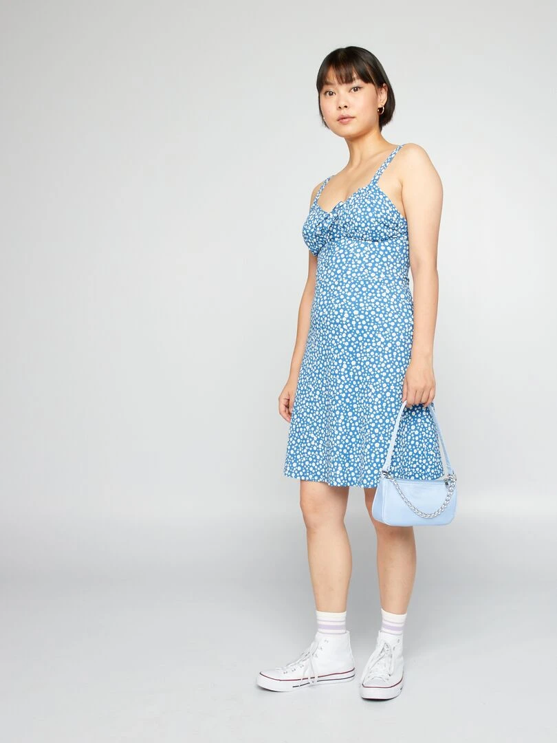 Robe à fines bretelles avec imprimé Bleu