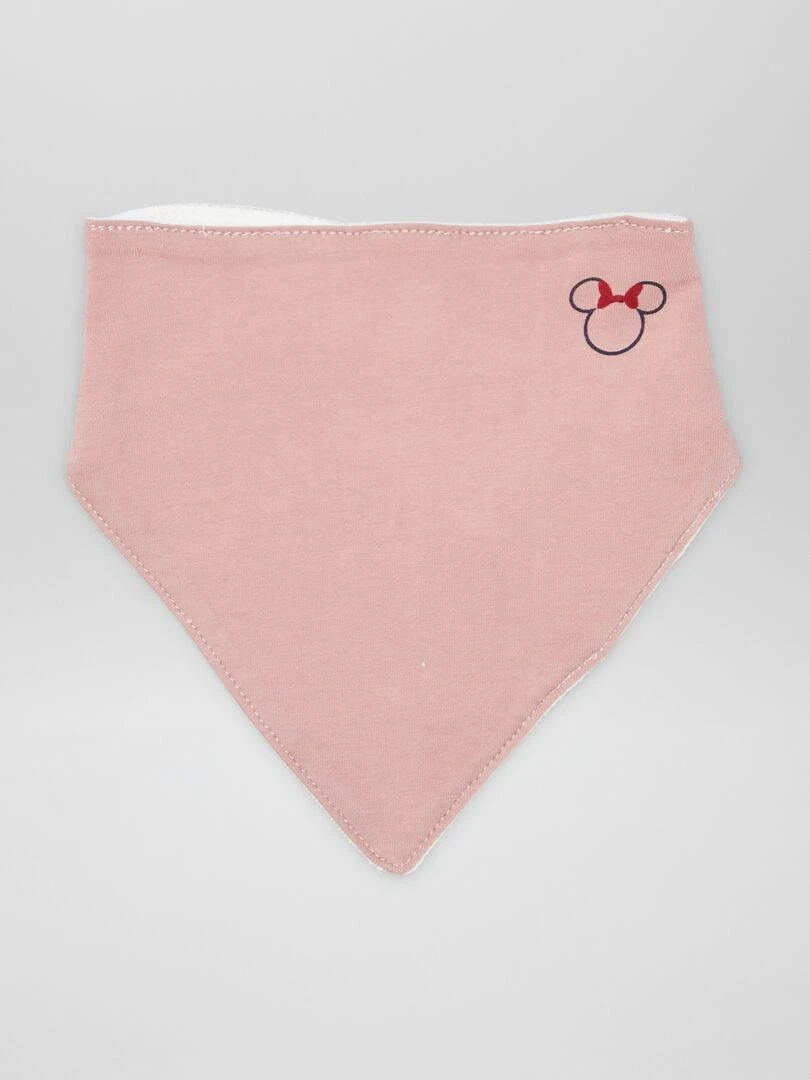 Lot de 3 bavoirs triangles avec pressions 'Disney'   Blanc/rose
