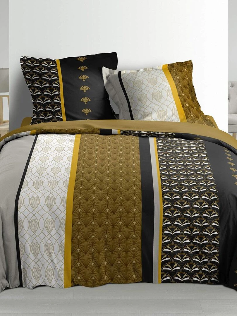 Housse de couette 260x240 + 2 taies Smarty coton percale 78 fils Jaune