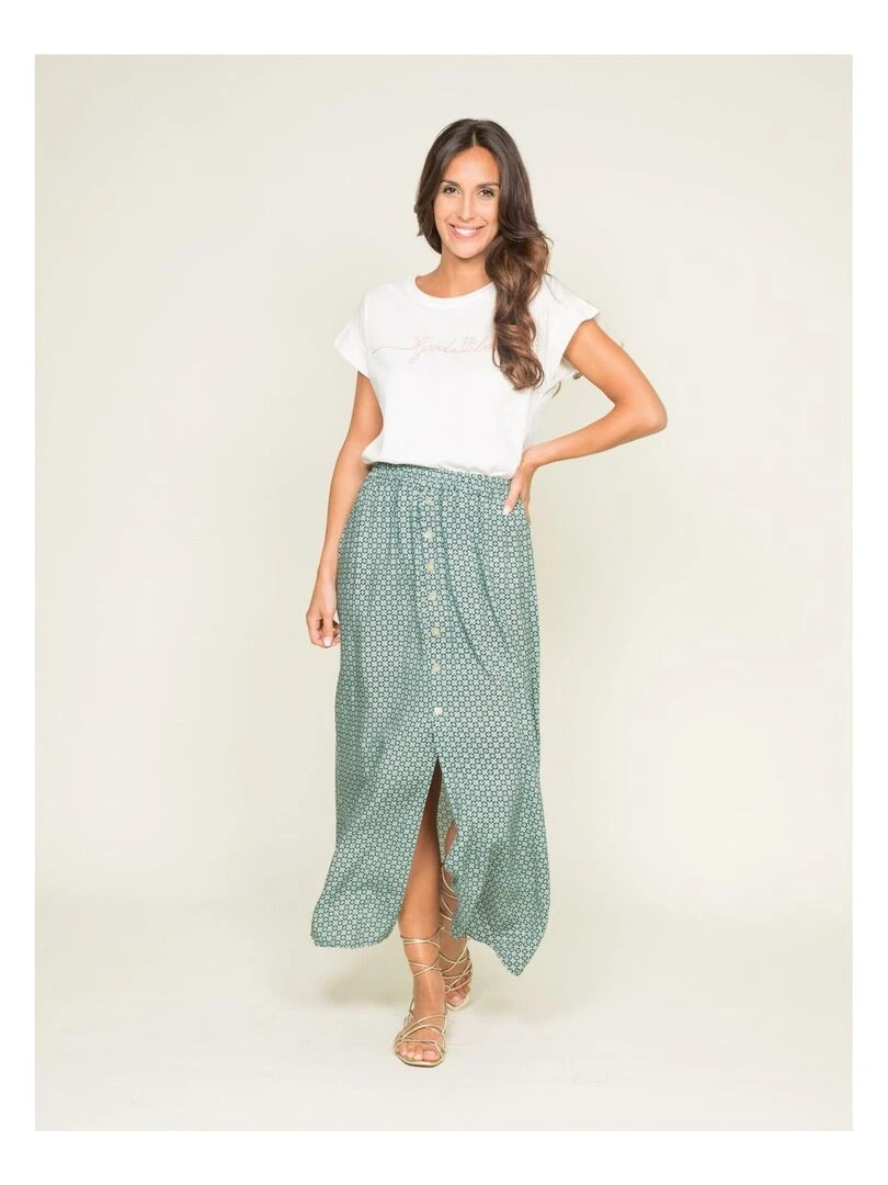 T shirt col rond message FIBES   Blanc