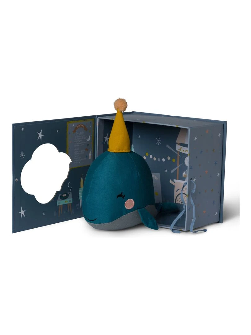 Peluche  dans un coffret cadeau  Baleine   Bleu