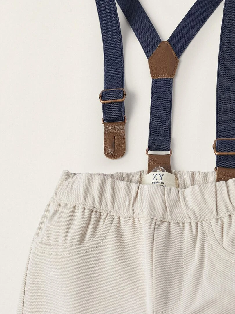 Pantalon avec Bretelles pour Nouveau Né  ATLANTIC COMPANY   Gris clair
