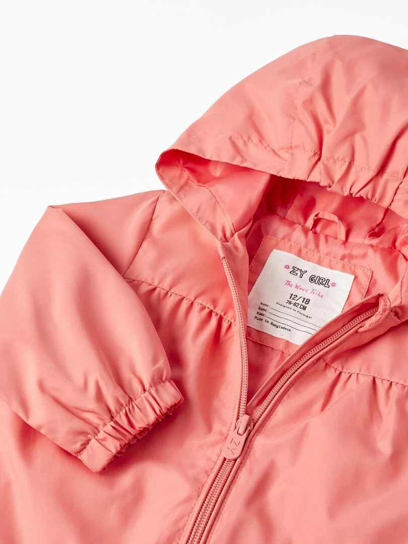 Manteau Coupe Vent avec Capuche pour Bébé Fille  THE WAVE TRIBE   Rose clair