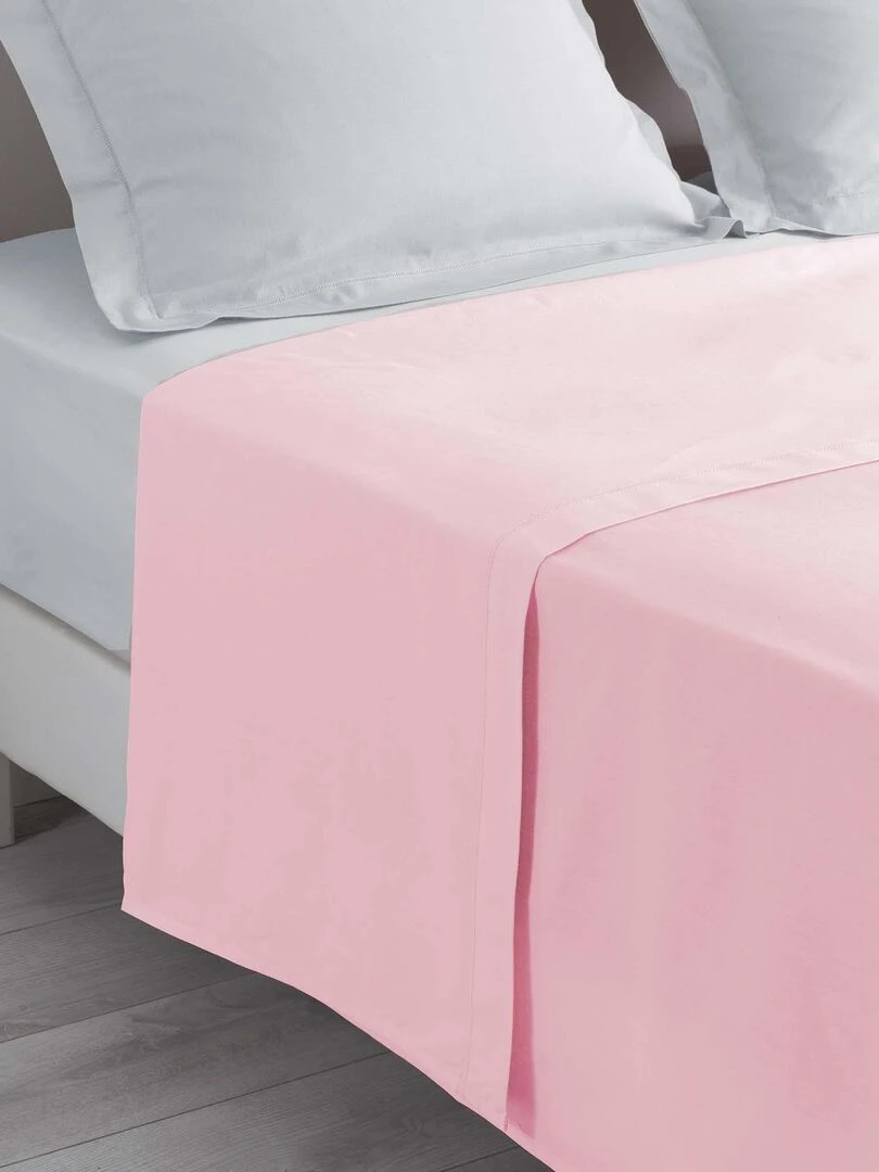Drap plat 57 fils coton Tendance uni Rose parme