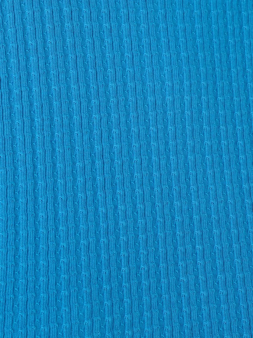 Tee shirt en maille effet légèrement gaufré pur coton   Damart   Bleu