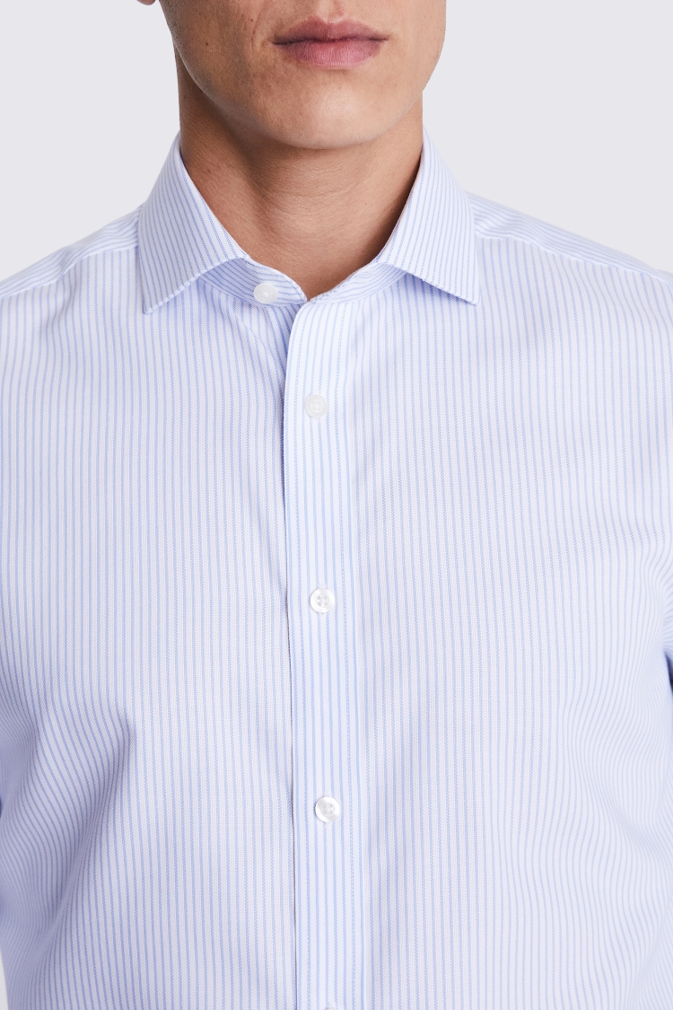 Tailored Fit Sky Royal Oxford Stripe Non-Iron Shirt Buy Online at Moss
