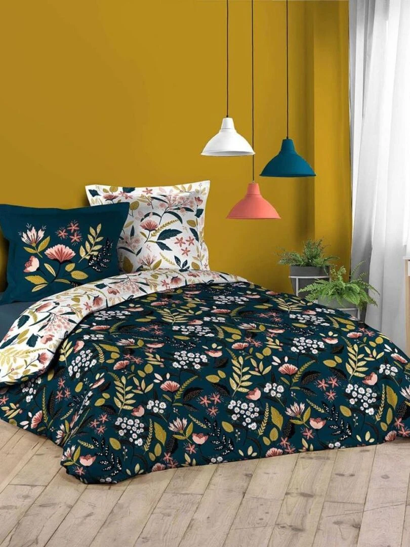 Housse de couette 240x220 Stessy marine + 2 taies coton Bleu