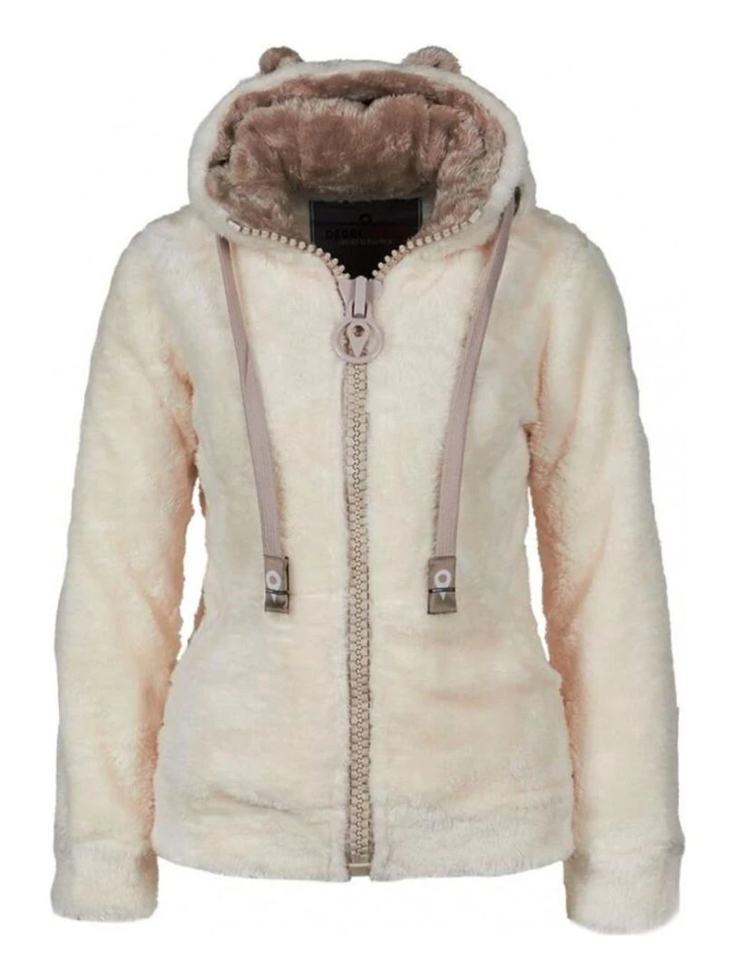 Blouson polaire à capuche femme ARELI Ecru