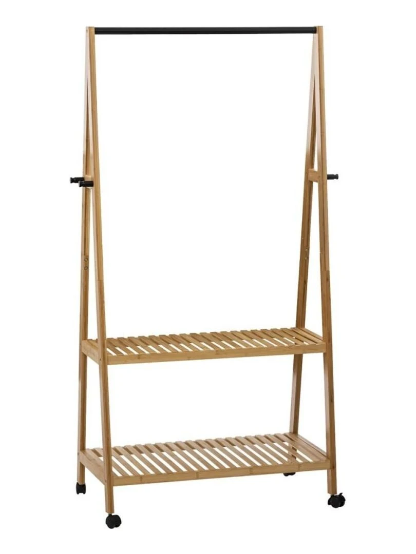 Portant à vêtements simple bambou Beige