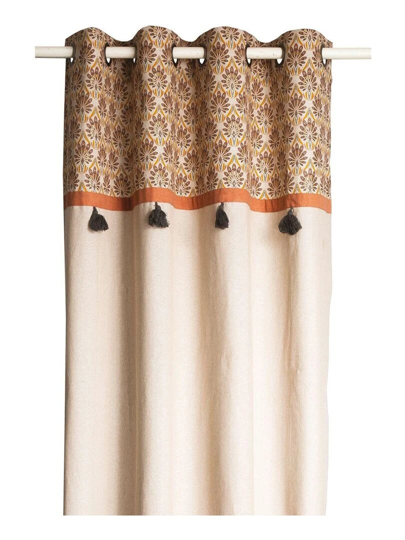 Rideau en coton avec œillets et embrasse PEACOCK 'Deko&co' Blanc Marron