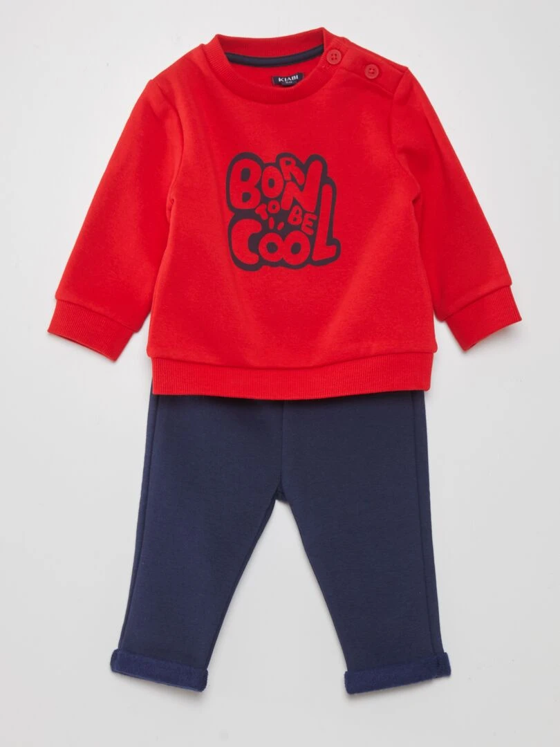 Ensemble jogging sweat + pantalon 2 pièces Rouge/marine