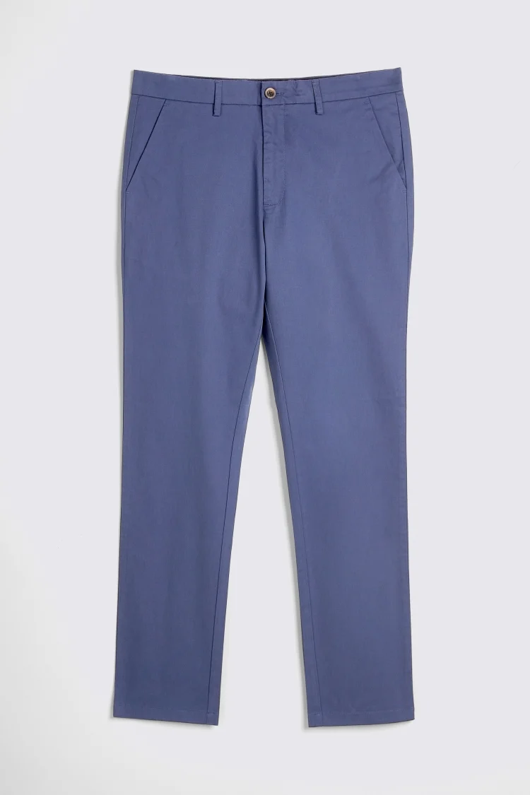 Tailored Fit Blue Stretch Chinos   Buy Online at Moss