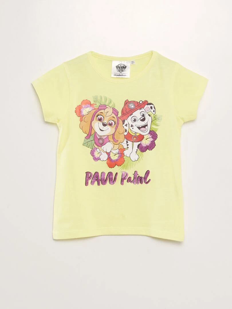 Ensemble tee shirt + short 'Pat' Patrouille'   2 pièces   Jaune/rose