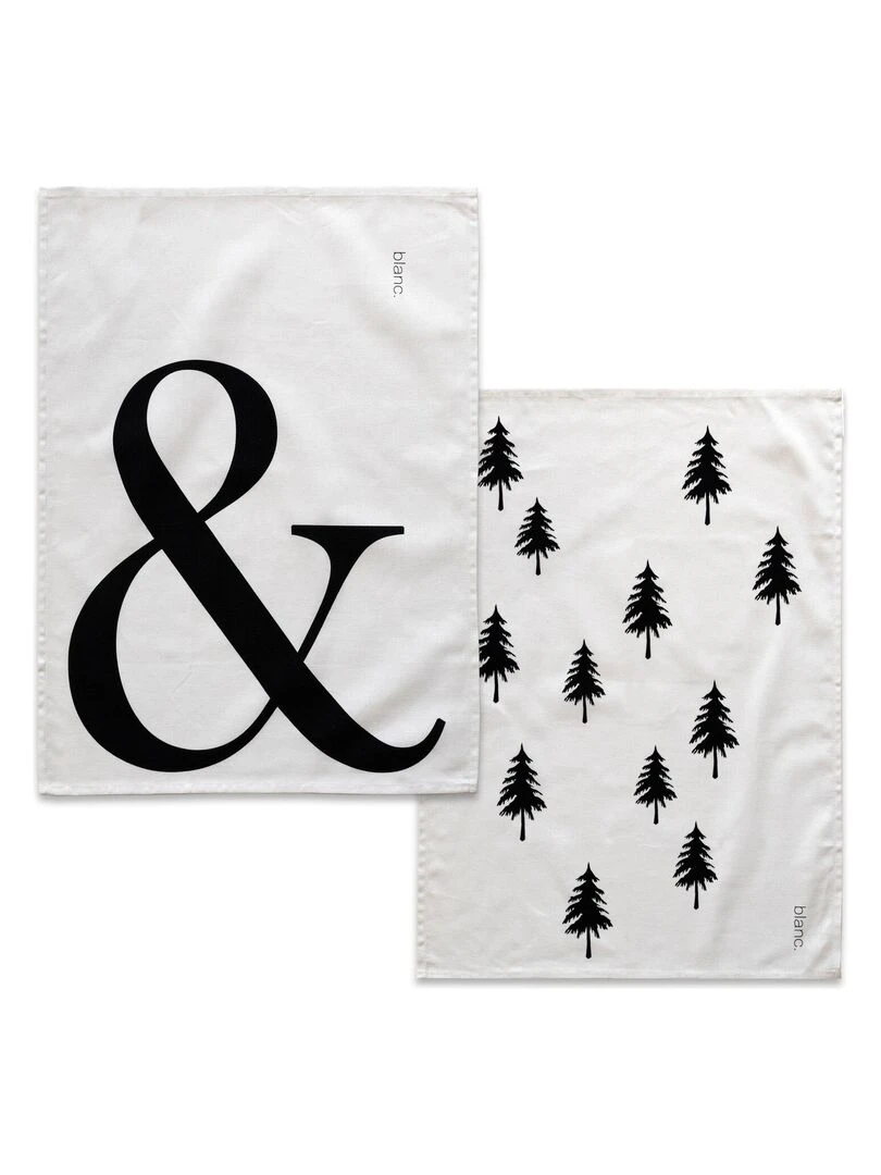 Torchon (2 pièces) Ampersand "Happyfriday" Blanc