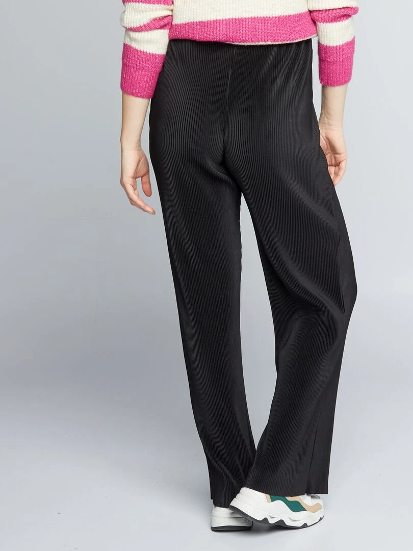Pantalon grossesse large maille plissée   noir