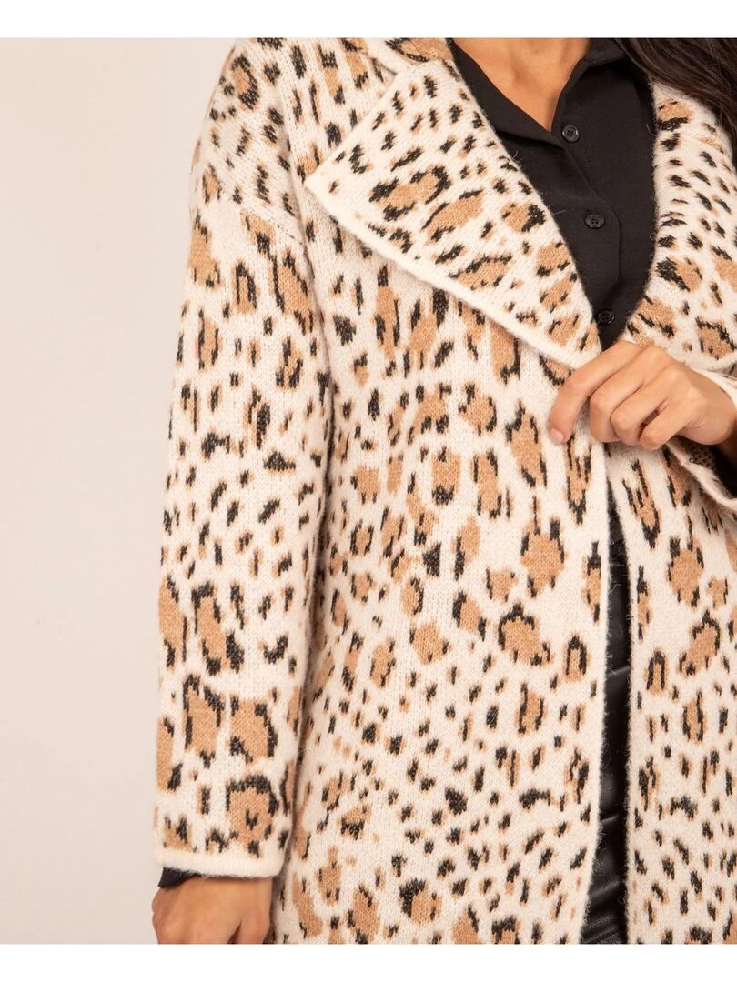 Gilet long motifs KITAY   Beige