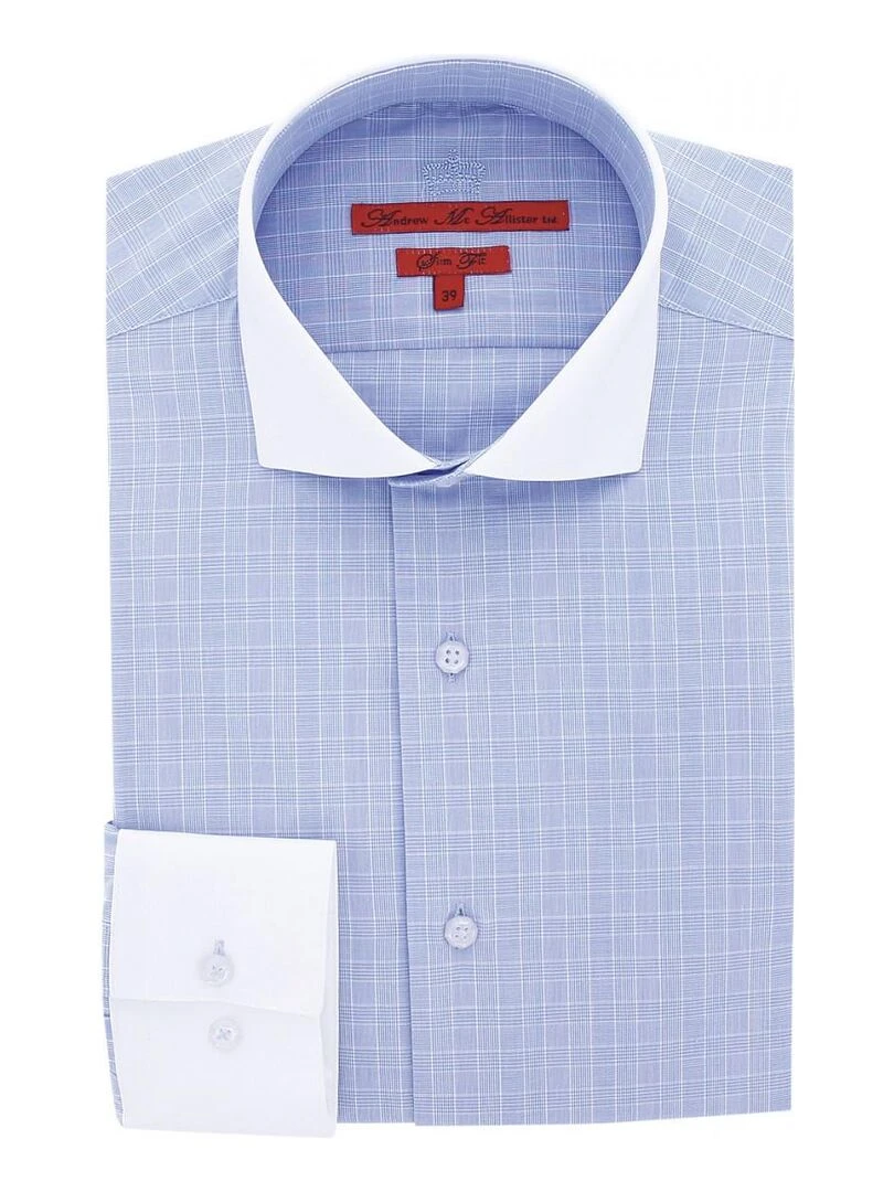 Chemise mode col et poignets blancs JOSH Bleu