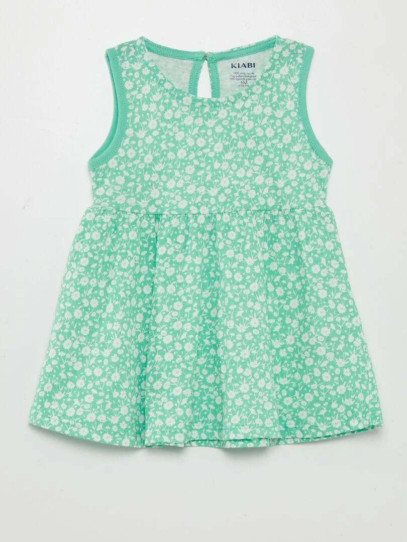 Robe sans manches à motif Vert