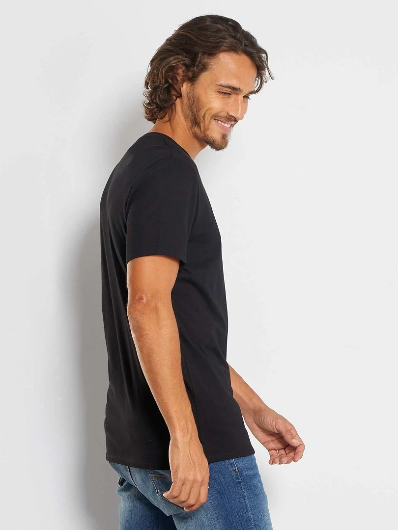 T shirt droit en jersey uni   noir