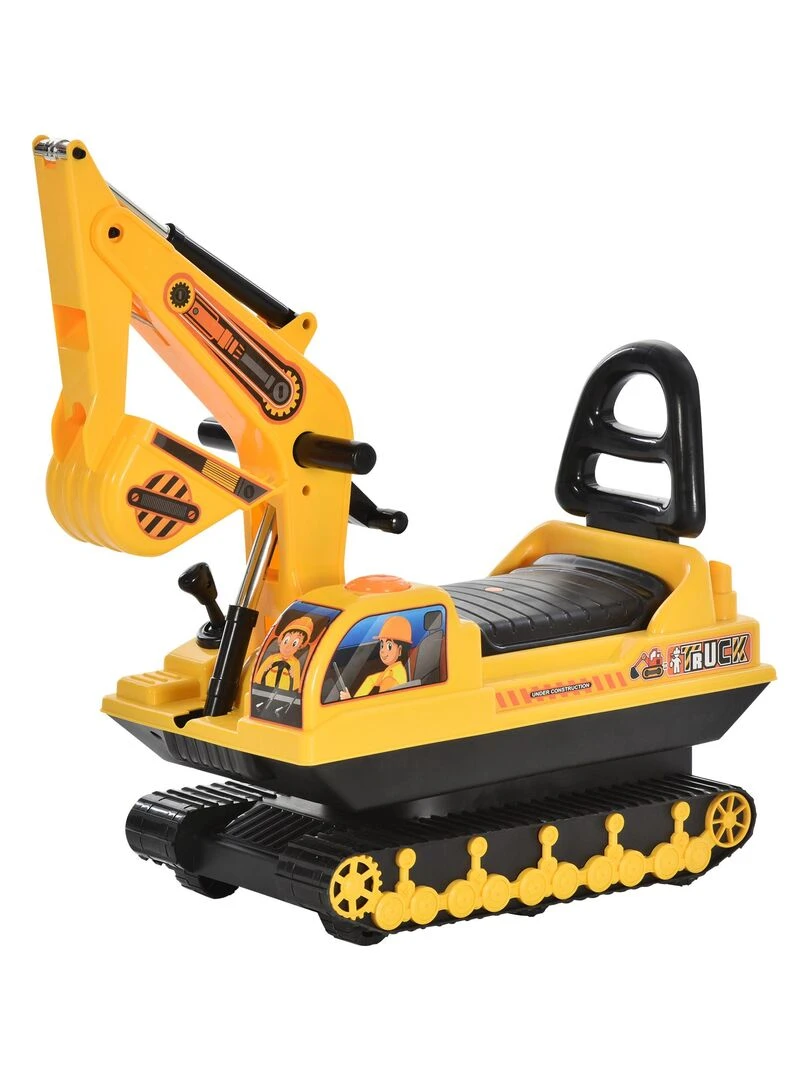 Porteur enfant tractopelle 12 36 mois coffre klaxon fonction pivotante jaune Jaune