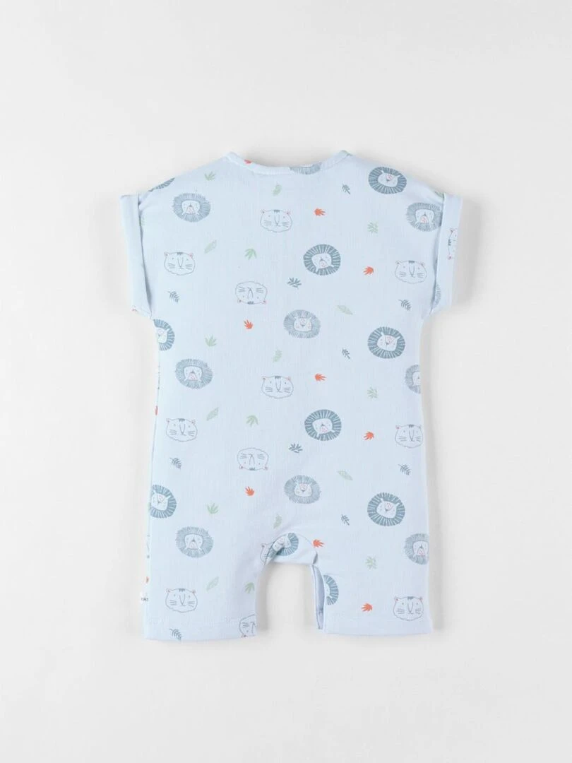 Combishort imprimé lion en molleton  ciel   Noukie's   Blanc