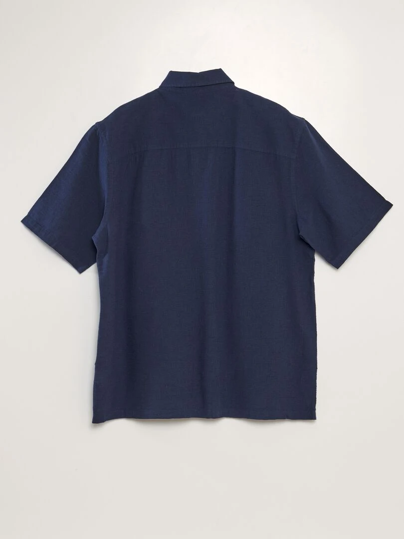 Chemise à manches courtes avec lin Noir