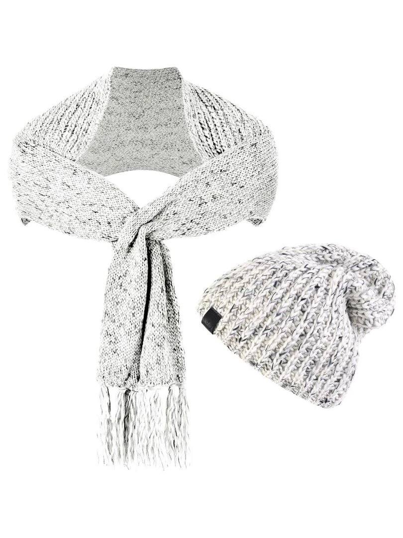 Ensemble Echarpe Bonnet Cabra Made in UE Blanc