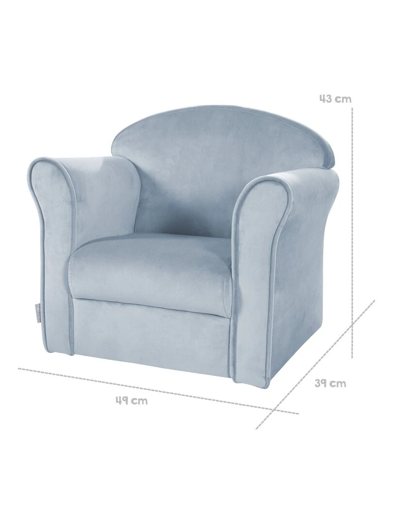 ROBA Fauteuil Club en Velours "Lil Sofa"   Chaise Rembourrée avec Accoudoirs   Bleu Clair   Bleu clair