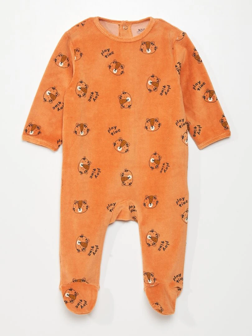 Pyjama dors bien en velours Orange 'tigre'