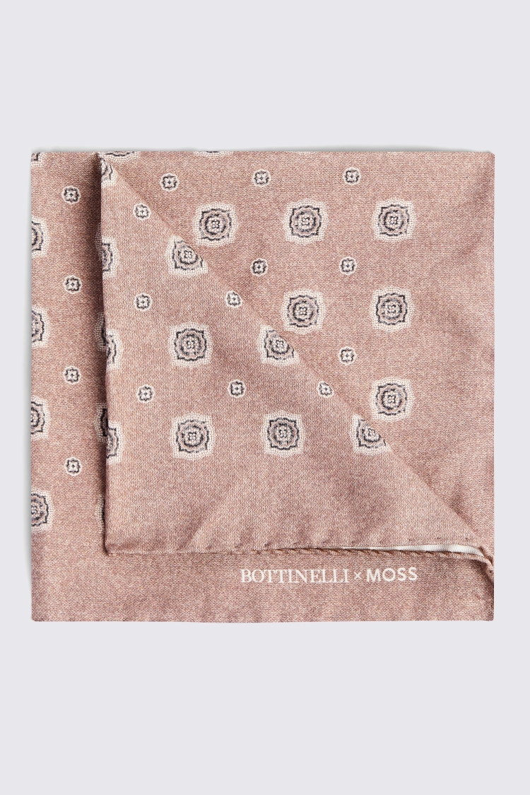 Bottinelli Dusty Pink Silk Medallion Pocket Square Buy Online at Moss