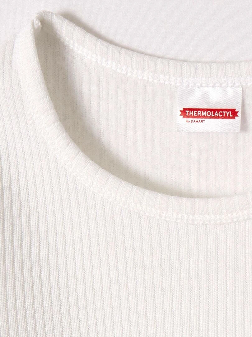 T shirt col rond côtes molletonnées Thermolactyl chaleur Intense 4 Damart Blanc