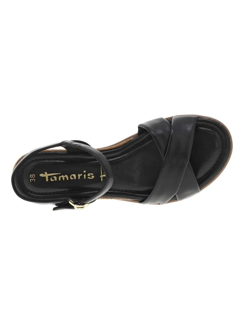 TAMARIS   Nu pieds talon compensé bas   Noir