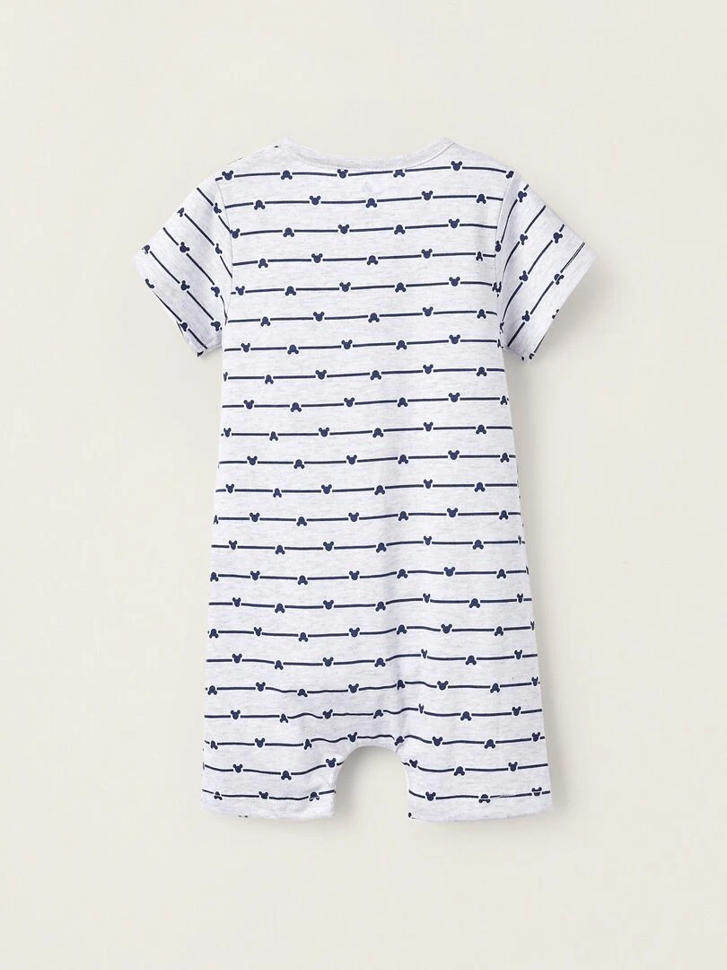 Pyjama Combi Short en Coton pour Bébé Garçon 'Mickey' Gris clair