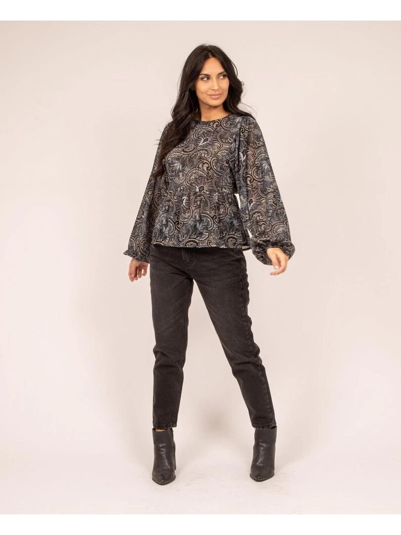 Blouse fluide motifs FARAH   Bleu