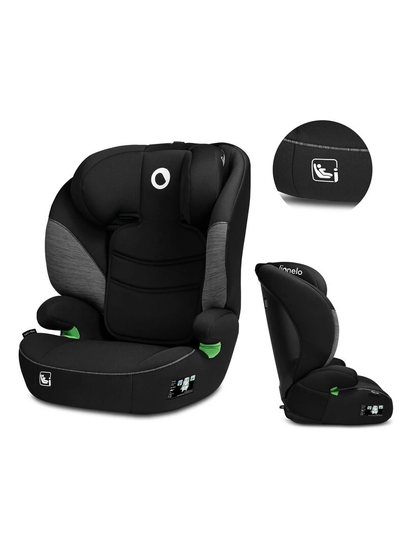 LIONELO Lars i Size Siège auto bébé évolutif Groupe 2 3 Noir Noir Gris