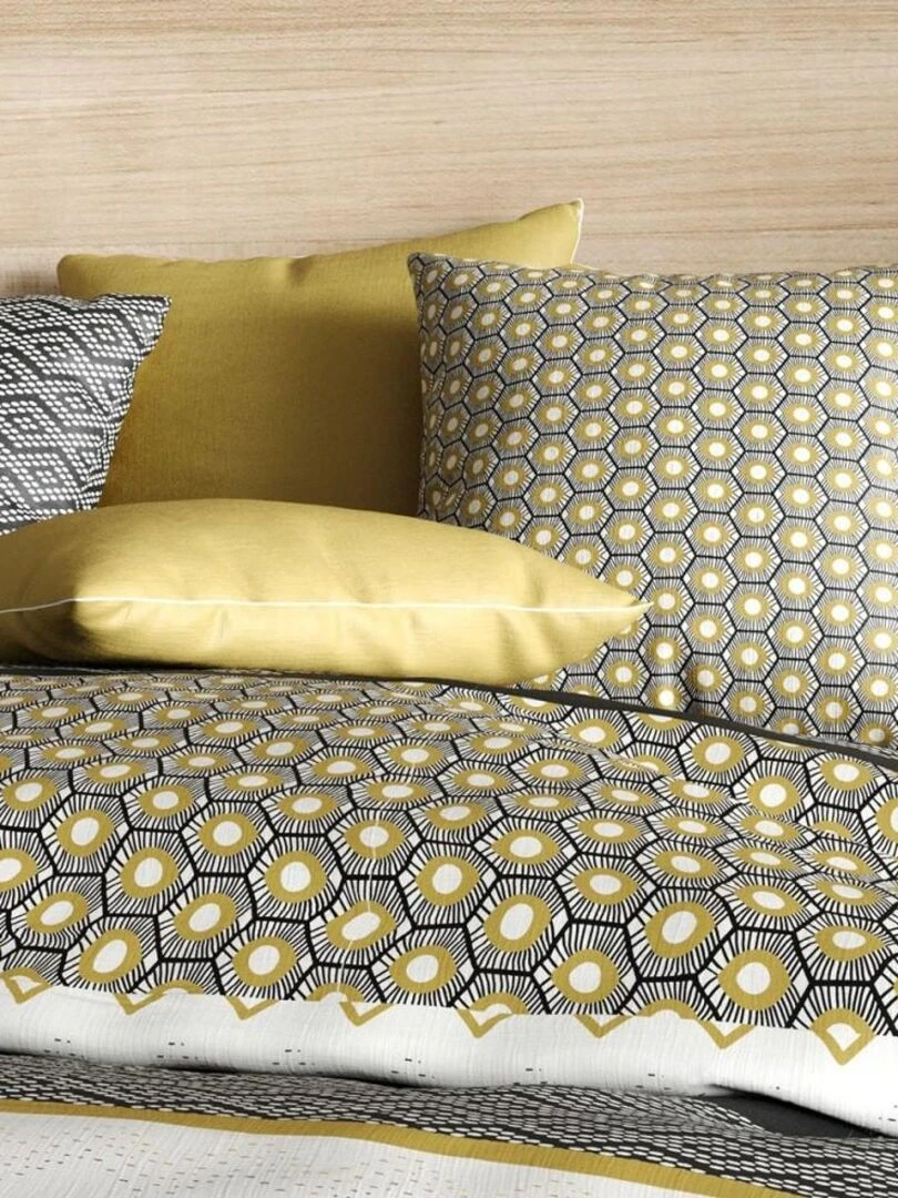 Housse de couette Mezoa + taie(s) coton 57 fils Jaune