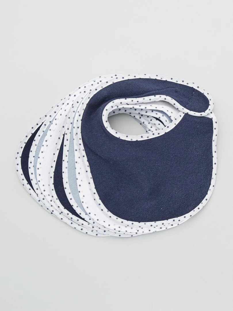 Lot de 7 bavoirs éponge à scratch Bleu marine