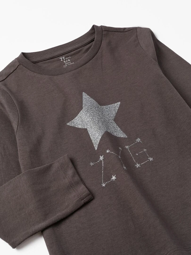 T Shirt Manches Longues en Coton pour Fille 'ZYG' manches longues  NORTHERN CALLING   Gris foncé