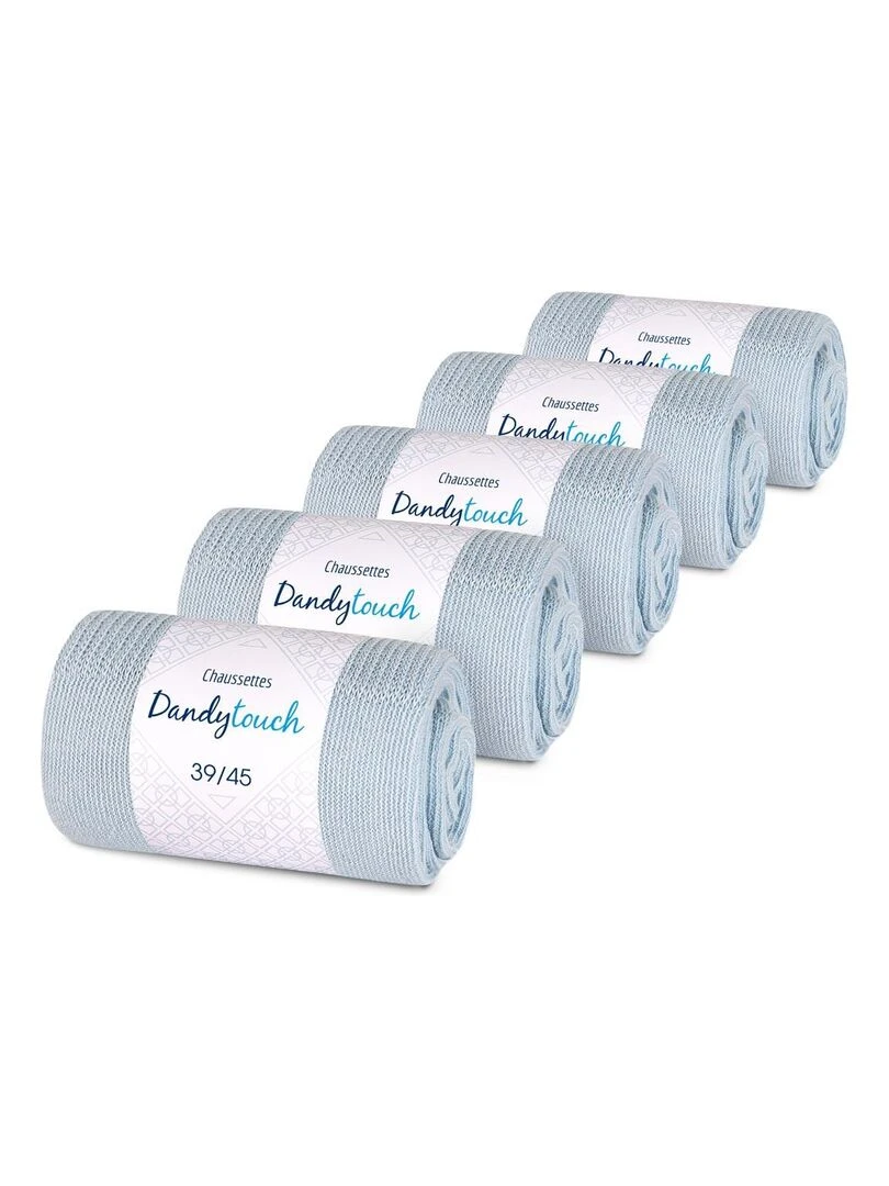 Chaussettes Jersey Coton Lot 5 Paires Fabrication UE Bleu ciel
