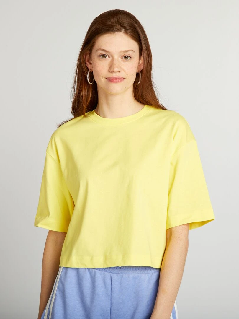 T shirt crop top large Jaune